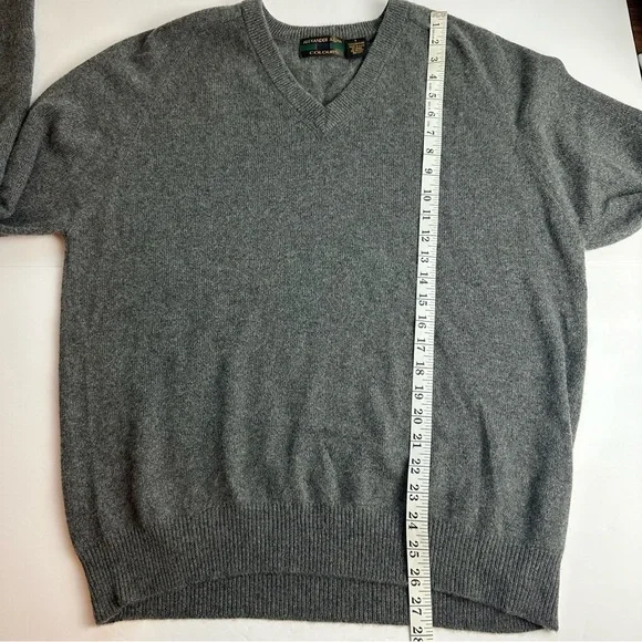 Alexander Julian Colours 100% Cashmere V-neck Sweater Men's Size Large Gray Grey - Picture 4 of 8